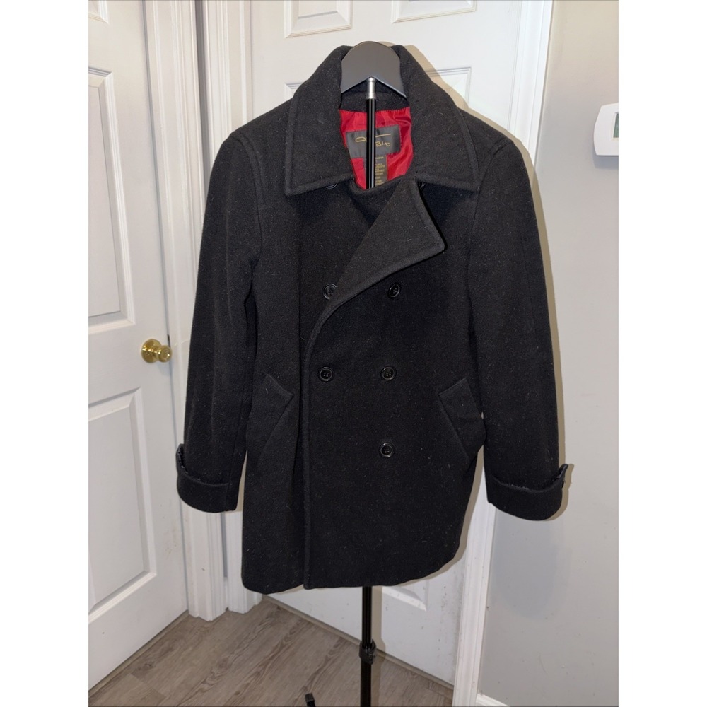Vintage Fabio 100% Wool Med Dark Academia Retro Classic Black With Red Lining 90